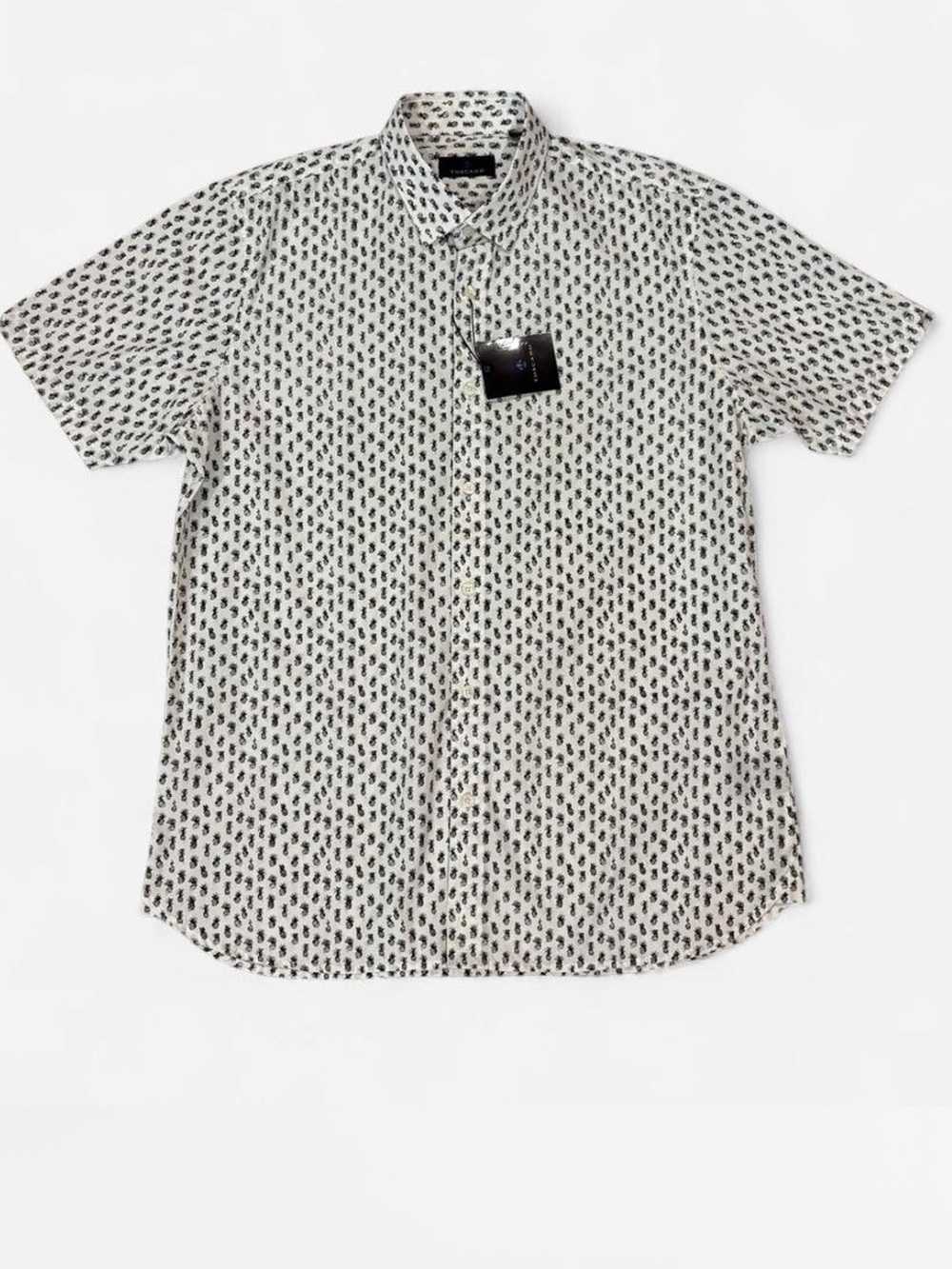 Toscano Men’s Large Pineapple Print Cotton Button Down Shirt NWT